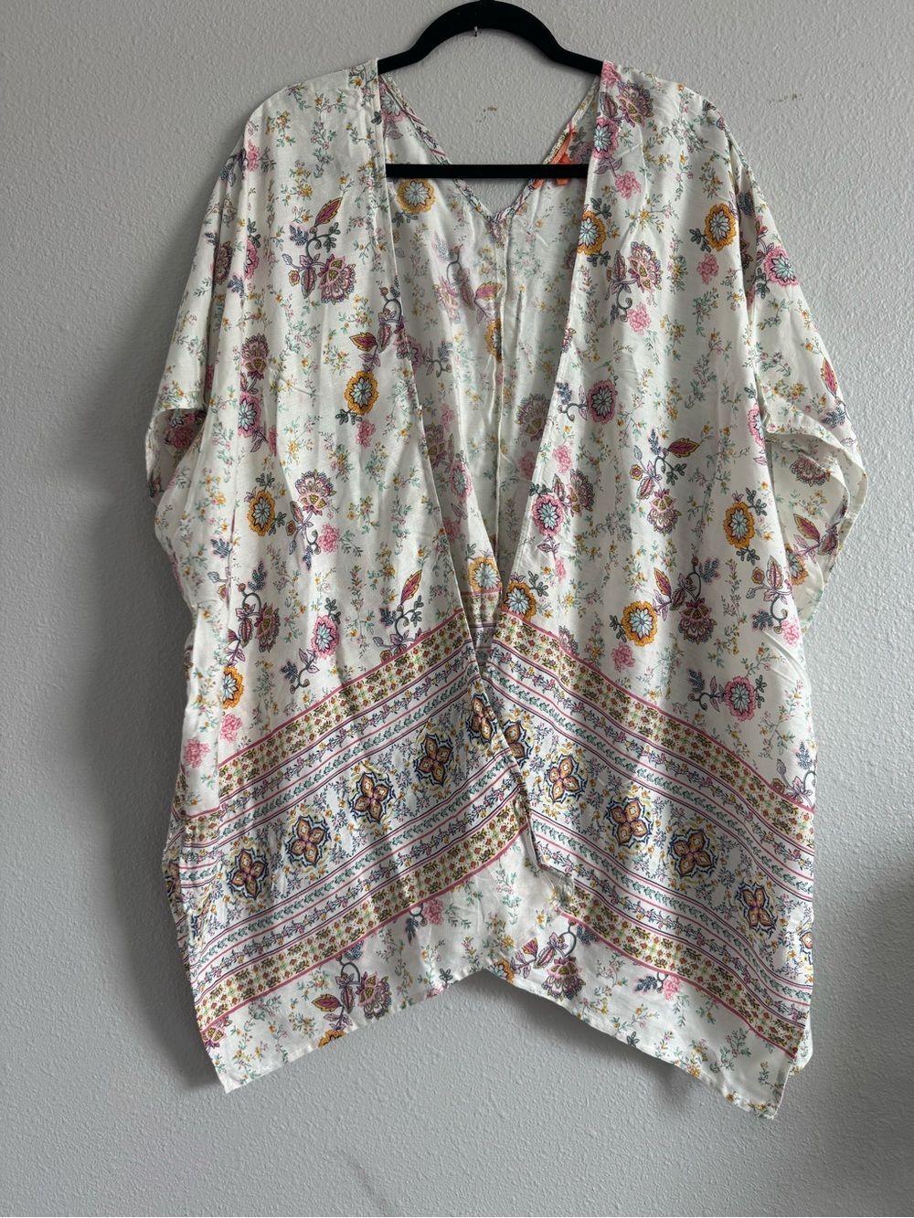 Boho Kimono, Chelsea and Violet, white floral kimono cover up